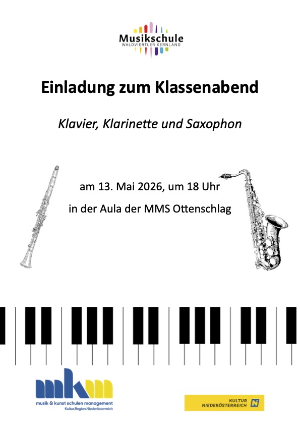 Klassenabend für Klavier, Klarinette und Saxophon